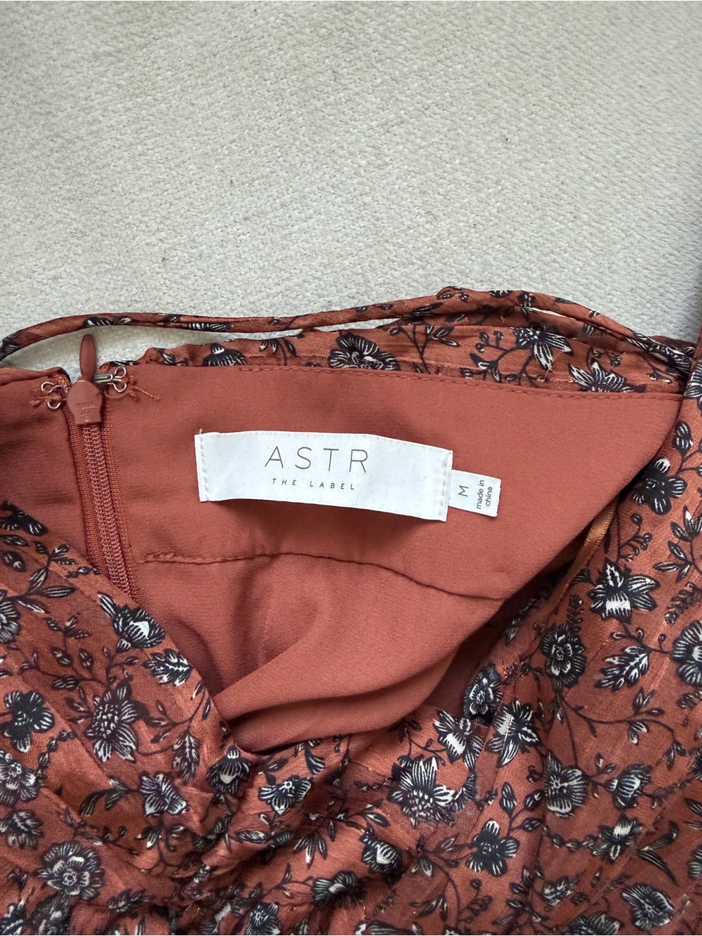 Astr Tiered Brown Floral Maxi Dress with Side Slit - Picture 5 of 5